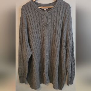 Woman Within Gray Cable Knit Cardigan